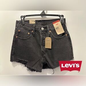 Levi's 501 Women's High Rise Black Denim Shorts 26 NWT!